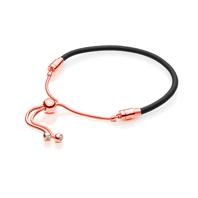 Factory direct pan luxuryreplica 925 sterling silver black pink love bracelet rope to send girlfriend DIY basic bracelet