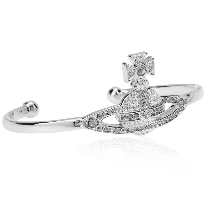 High Version Queen Mother vivi  luxuryreplica Vivian Full Diamond Temperament Personality Large Saturn Open Bracelet Bracelet