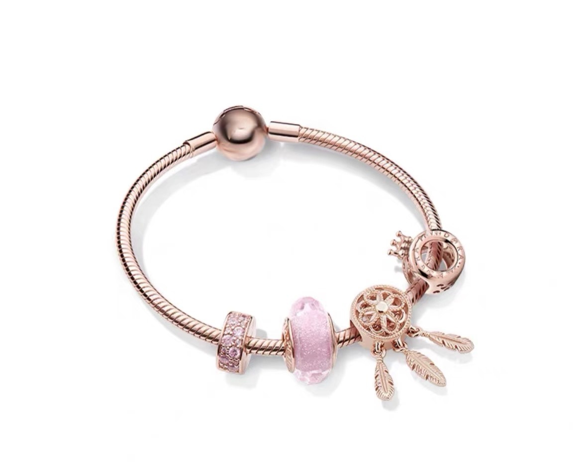 High Version pan luxuryreplica S925 Silver Rose Gold Love Interwoven Innocence Love Bracelet suit Fashion Bracelet for Women