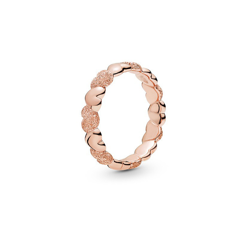 pan luxuryreplica Ring Rose Gold Peach Blossom Pair with Beads Open Style Couple Pair Ring Matching Ring for Women