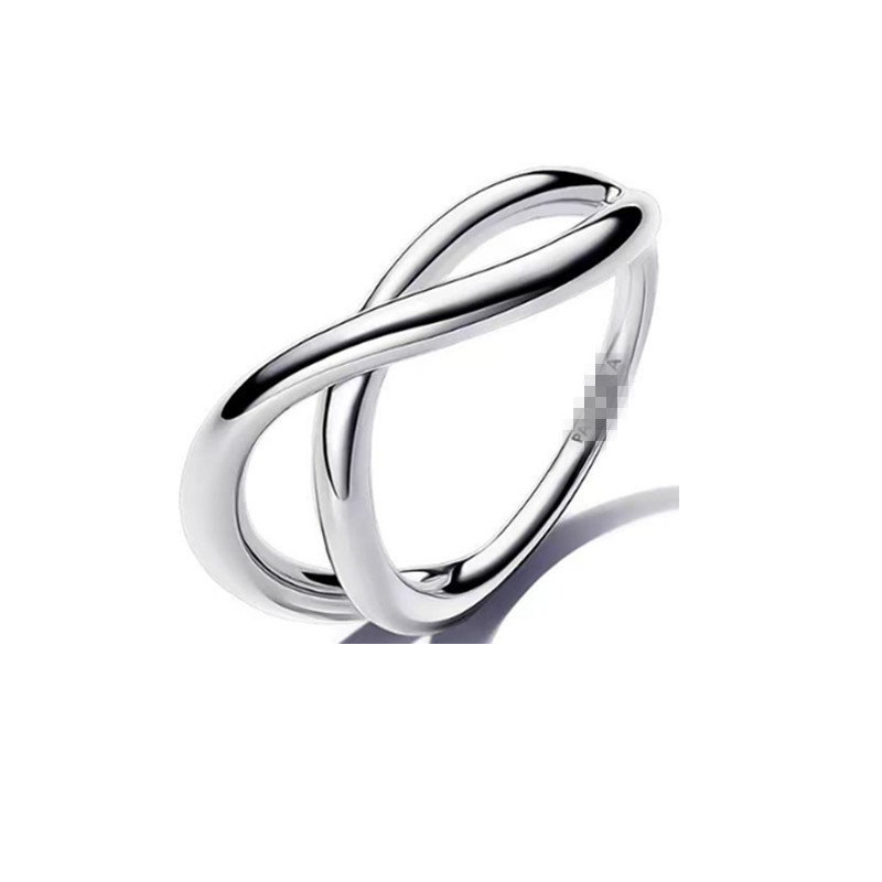 pan luxuryreplica 925 sterling silver ring new timeless symbol double ring wave line stacked ring gold ring