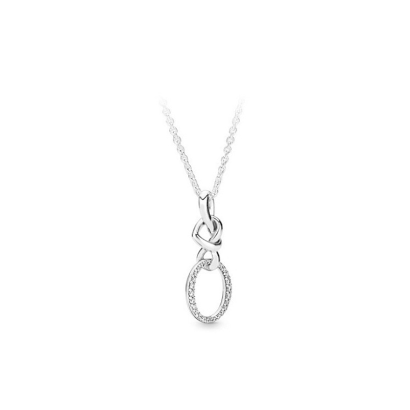 pan luxuryreplica Love Double Ring Necklace 925 Sterling Silver Finished Necklace Women's Clavicle Chain