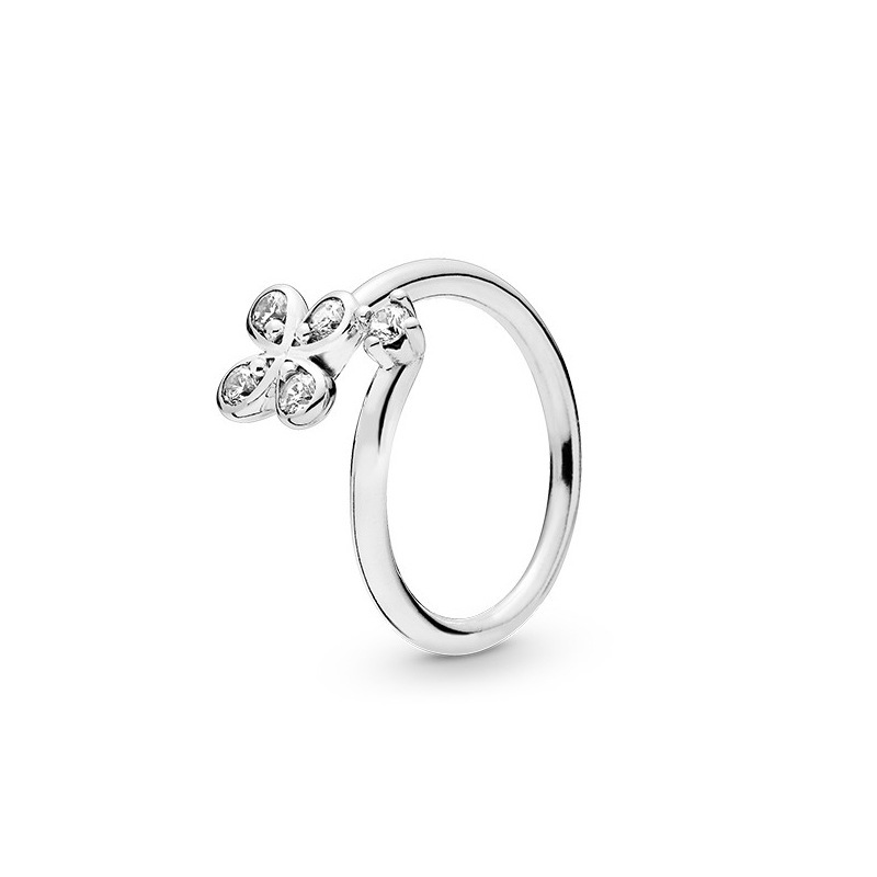 Factory direct pan luxuryreplica 925 sterling silver flowers four-leaf bright halo series lovers ring