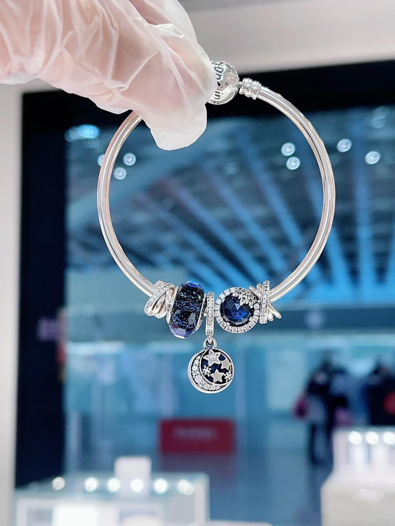 pan luxuryreplica Bracelet S925 Sterling Silver Blue Series Stars Fairy Tale Bracelet Shining Galaxy Bracelet DIY loose beads Beaded