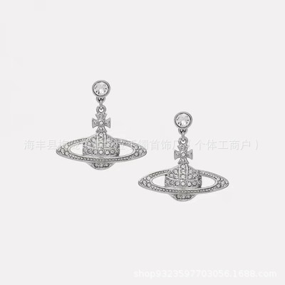 Correct version of Empress Dowager Earrings Female Vivian Saturn Pin Earrings 925 Sterling Silver Earrings High Version