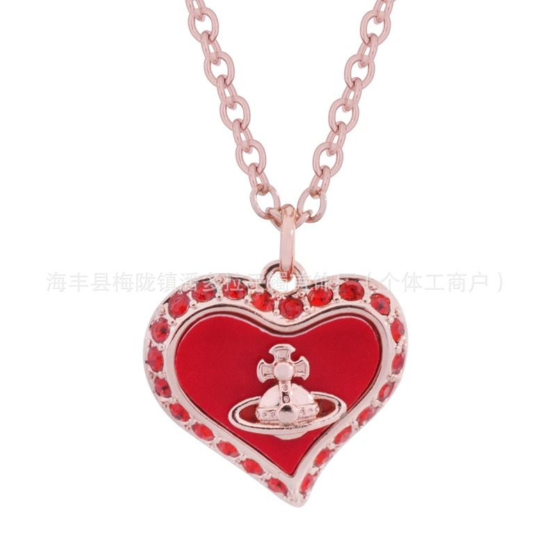 Empress Dowager Love Fritillaria Saturn Flash Diamond Necklace Women's European and American Fashion Design Sense Clavicle Chain Necklace New Style