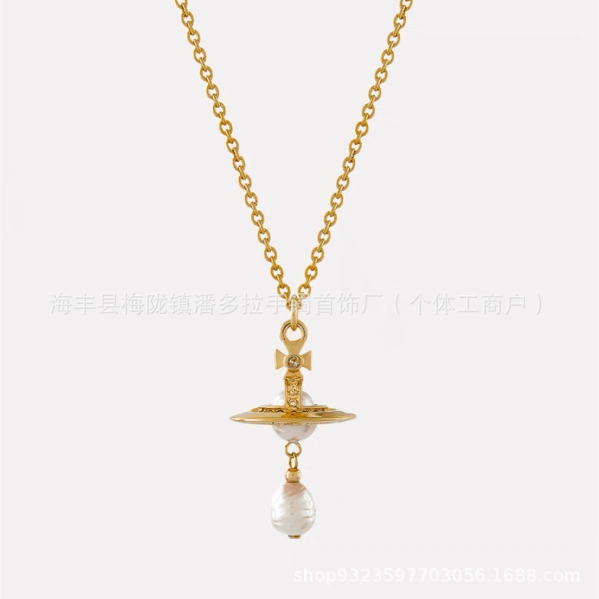 New Empress Dowager Baroque Water Drop Pearl High Sense Stereo Saturn UFO Pearl Necklace Earrings Bracelet for Women