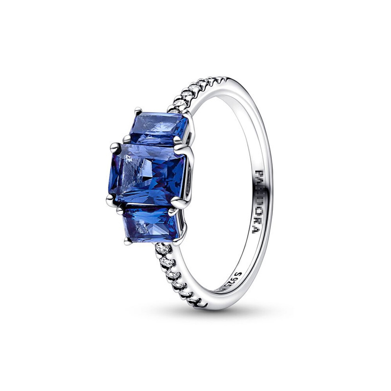 pan  luxuryreplica 925 Silver Rose Gold Drop Crown Ring Zircon Five-pointed Star Ring Ring