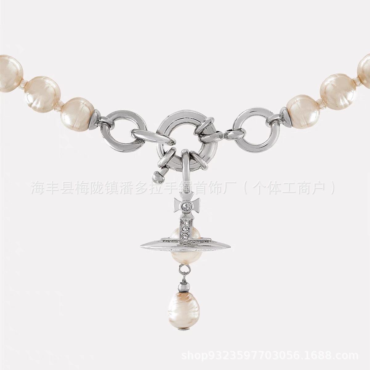 New Empress Dowager Baroque Water Drop Pearl High Sense Stereo Saturn UFO Pearl Necklace Earrings Bracelet for Women