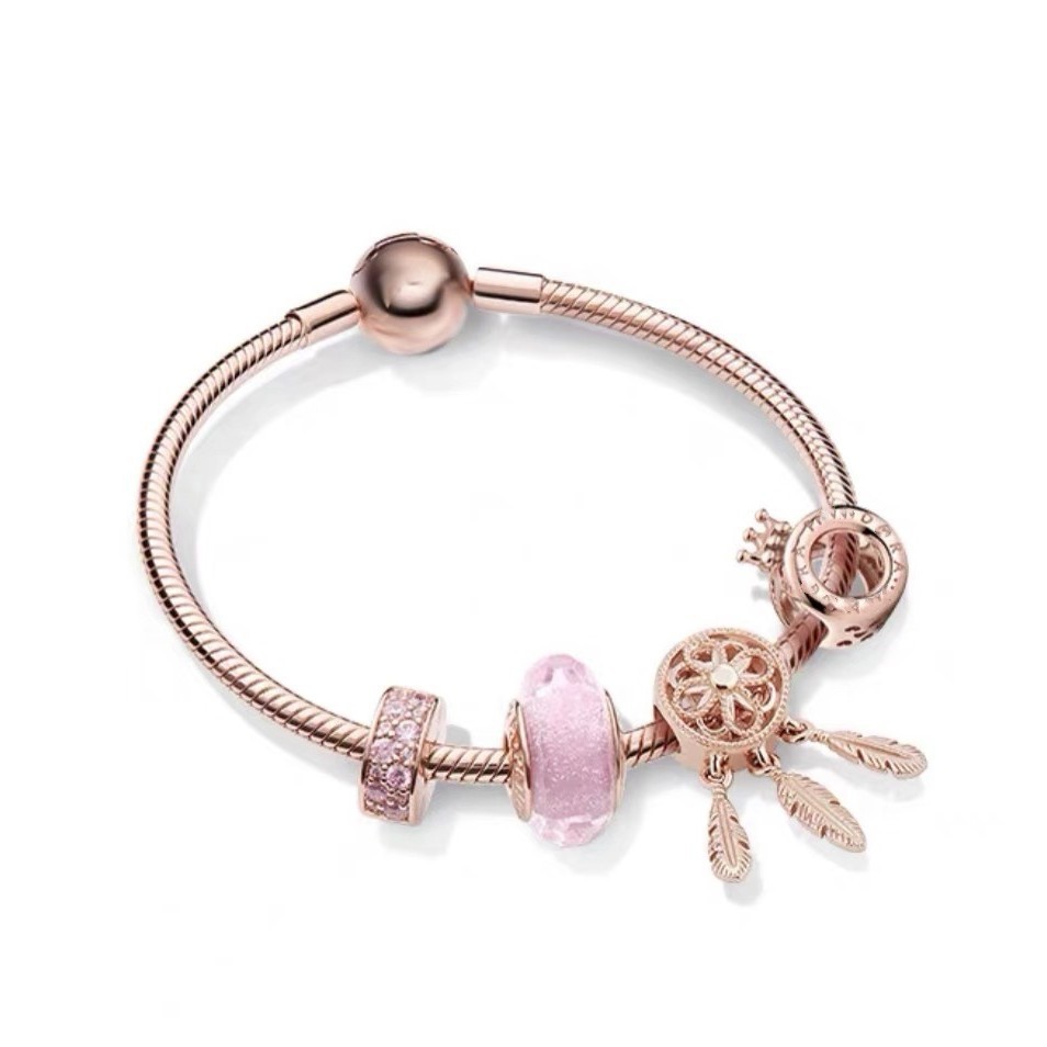 High Version pan luxuryreplica S925 Silver Rose Gold Love Interwoven Innocence Love Bracelet suit Fashion Bracelet for Women