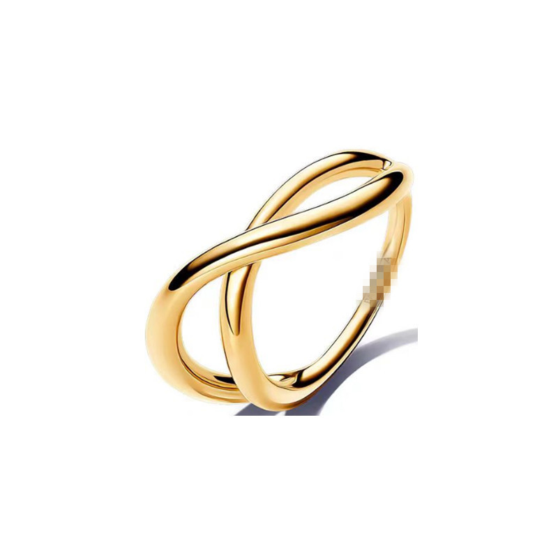 pan luxuryreplica 925 sterling silver ring new timeless symbol double ring wave line stacked ring gold ring