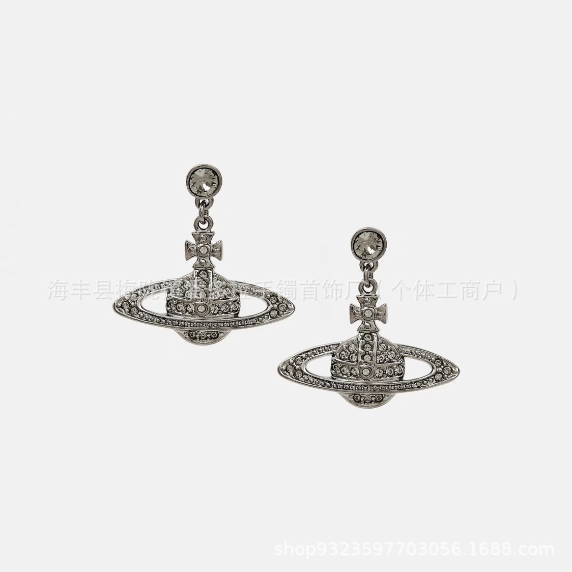 Correct version of Empress Dowager Earrings Female Vivian Saturn Pin Earrings 925 Sterling Silver Earrings High Version
