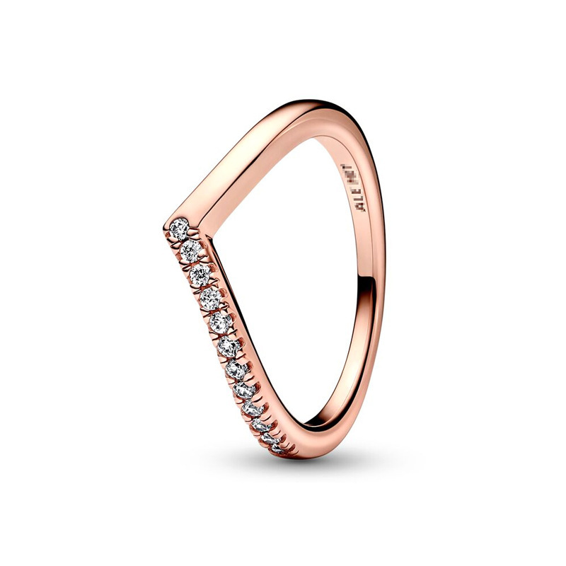 pan  luxuryreplica 925 Silver Rose Gold Drop Crown Ring Zircon Five-pointed Star Ring Ring