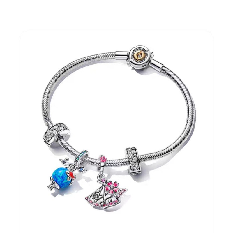 pan luxuryreplica S925 Sterling Silver Heart-shaped T-shaped Buckle Snake Bone Chain Bracelet 569285C00 This Life Year Gift for Girlfriend