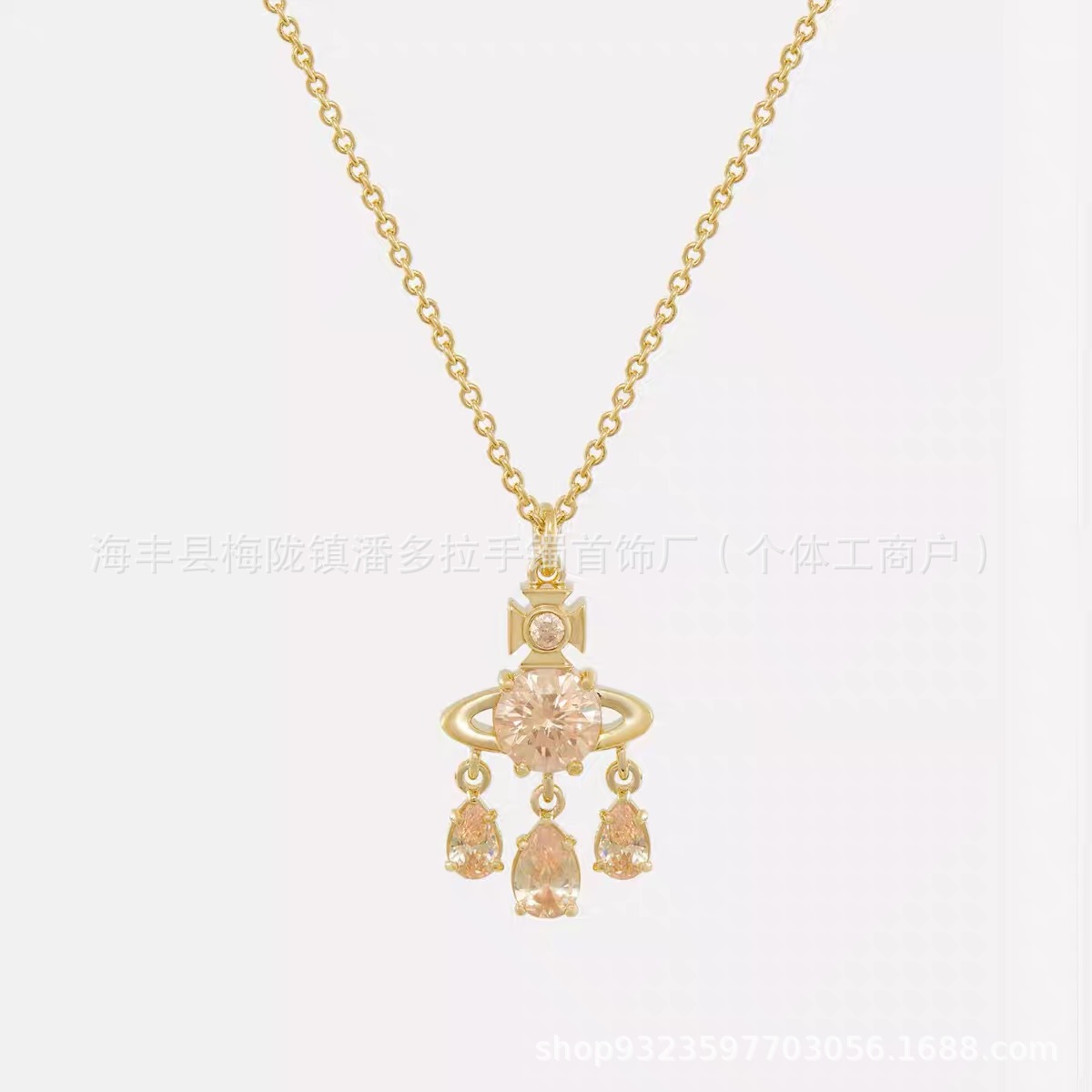 New High Version West Dowager 925 Sterling Silver Dream Catcher Necklace with Diamond Water Drop Hanging Elegant Earrings