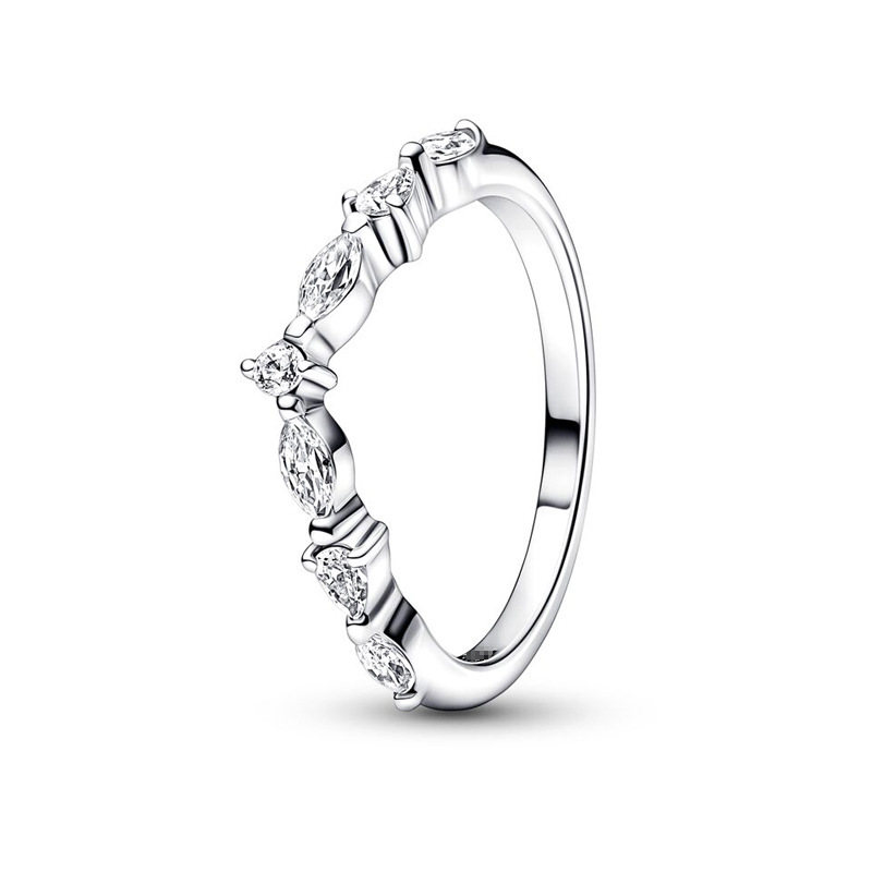 pan  luxuryreplica 925 Silver Rose Gold Drop Crown Ring Zircon Five-pointed Star Ring Ring