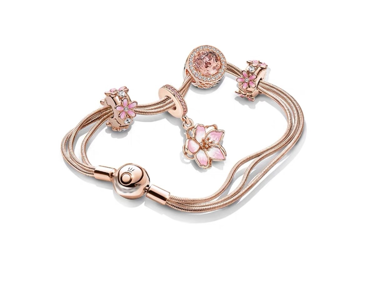 High Version pan luxuryreplica S925 Silver Rose Gold Love Interwoven Innocence Love Bracelet suit Fashion Bracelet for Women