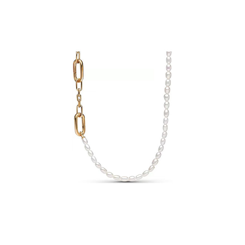 pan luxuryreplica 925 Sterling Silver Necklace Me Series Lock Head Chain Women's Pearl Necklace DIY Basic Clavicle Chain Women