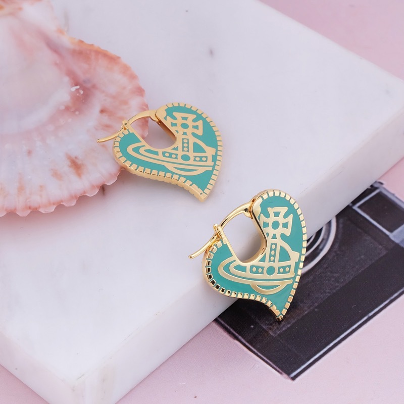 High Version Queen Mother vivi  luxuryreplica Vivian 23 New Sweet Cool AMANDA Love Wheel Paint Earrings