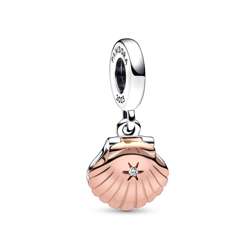 pan luxuryreplica Beads 925 Sterling Silver New 2023 Sea Shellfish String Decoration Two-Tone Heart Release Key Pendant