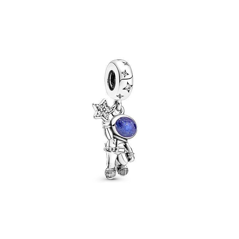 pan luxuryreplica Astronaut Beads 925 Sterling Silver Star-picking Hanging Ornament Traveling in the Milky Way Blue Star River Glass Beads