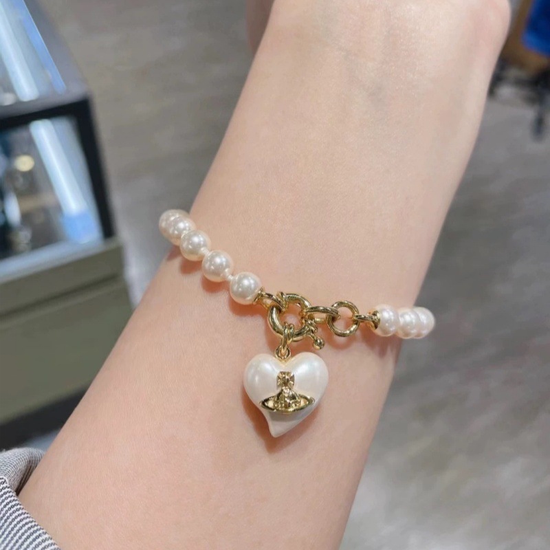 High version  Queen Mother's Necklace Bracelet Earrings Love Water Drops Pearl Temperament All-match Light Luxury High-end Sense