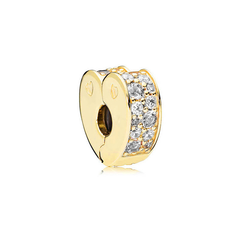 pan luxuryreplica 925 Silver Yellow Gold Love Crown Di Sini Fixed Buckle Pendant Beaded Accessories