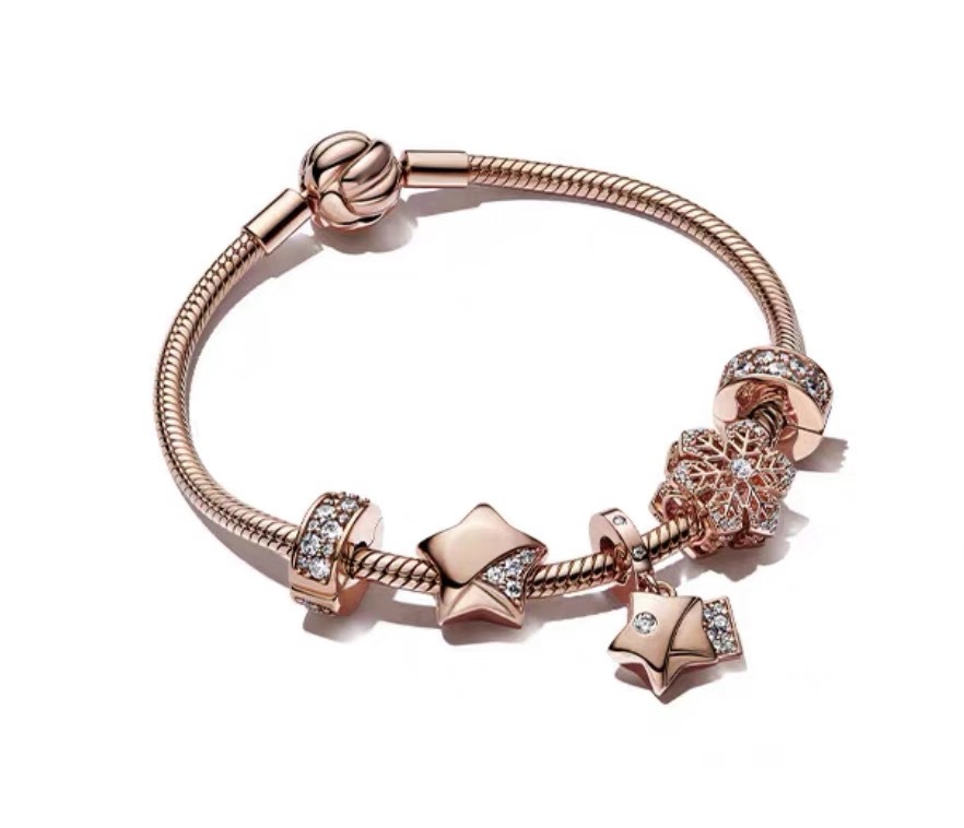 High Version pan luxuryreplica S925 Silver Rose Gold Love Interwoven Innocence Love Bracelet suit Fashion Bracelet for Women