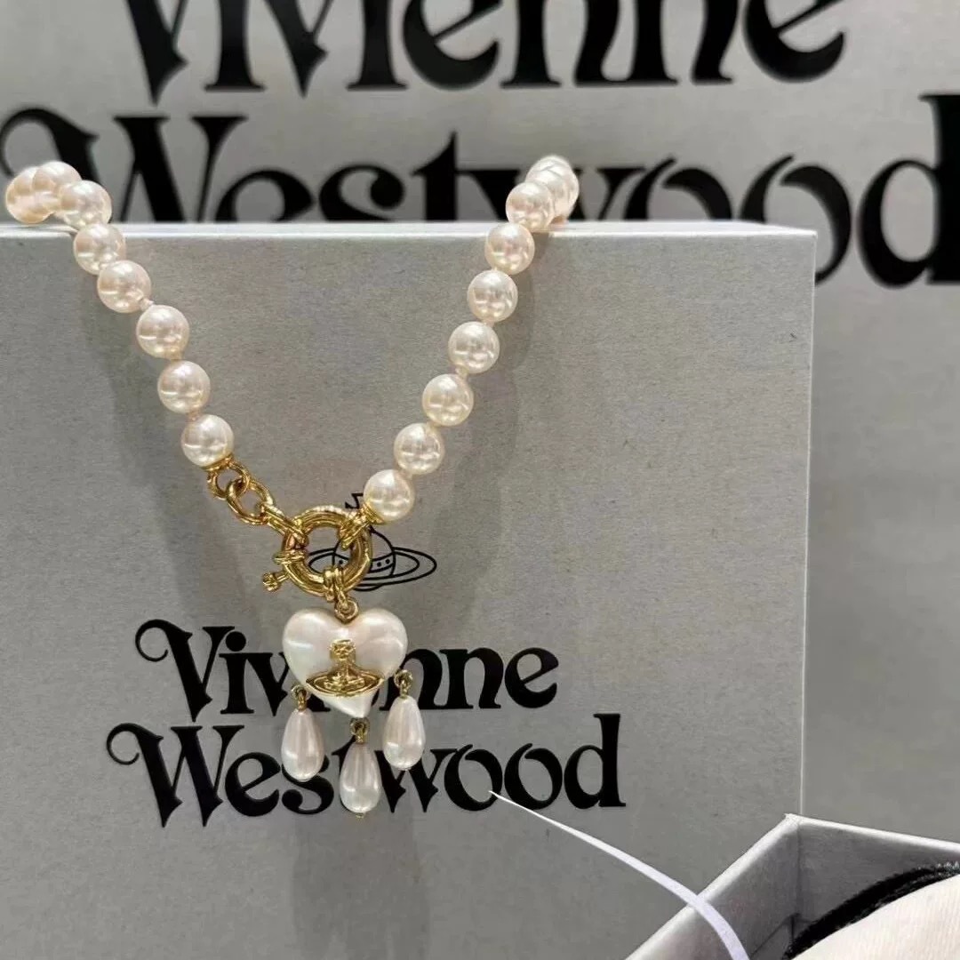 High version  Queen Mother's Necklace Bracelet Earrings Love Water Drops Pearl Temperament All-match Light Luxury High-end Sense