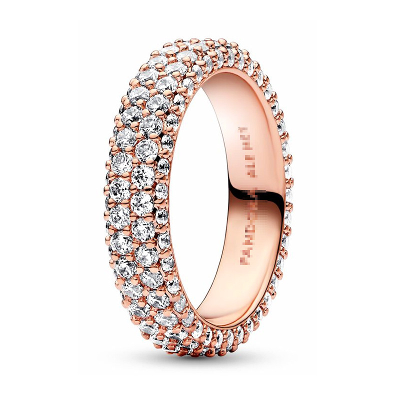 pan  luxuryreplica New Ring 925 Sterling Silver Full Diamond Rose Gold Ring for Women Cross-border