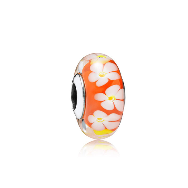 Factory direct pan luxuryreplica 925 silver Mulan flower bud butterfly glazed beads hanging beads DIY accessories loose beads