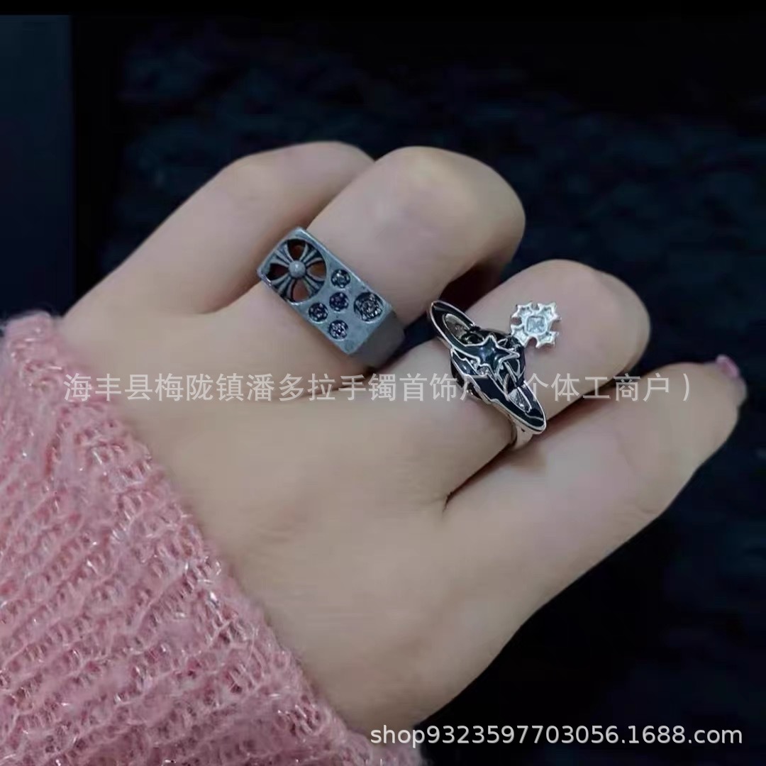 High Version Queen Mother vivi  luxuryreplica Vivian 23 New Sweet Full Diamond Blue Meteor Saturn Ring 925