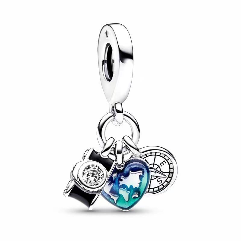 pan luxuryreplica 925 Sterling Silver Beads Summer New Mermaid Crab Blue Butterfly Pendant Pendant