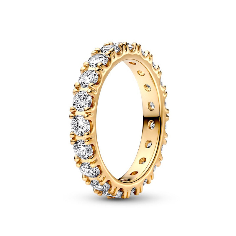 pan  luxuryreplica 925 Silver Rose Gold Drop Crown Ring Zircon Five-pointed Star Ring Ring