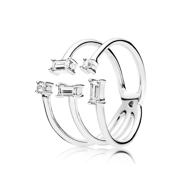 Factory Outlet pan luxuryreplica 925 Sterling Silver Eternal Heart Shining Square Opening Series Couple Ring