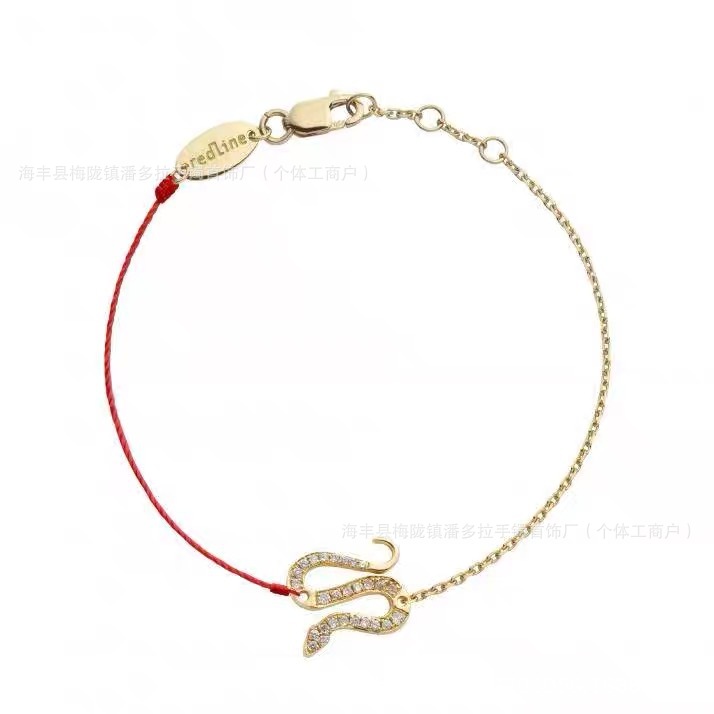 925 Sterling Silver French Red Rope Year of the Snake Bracelet Women's 18K Rose Gold Half Rope Half Chain This Year of Life Transfer Snake Hand Rope
