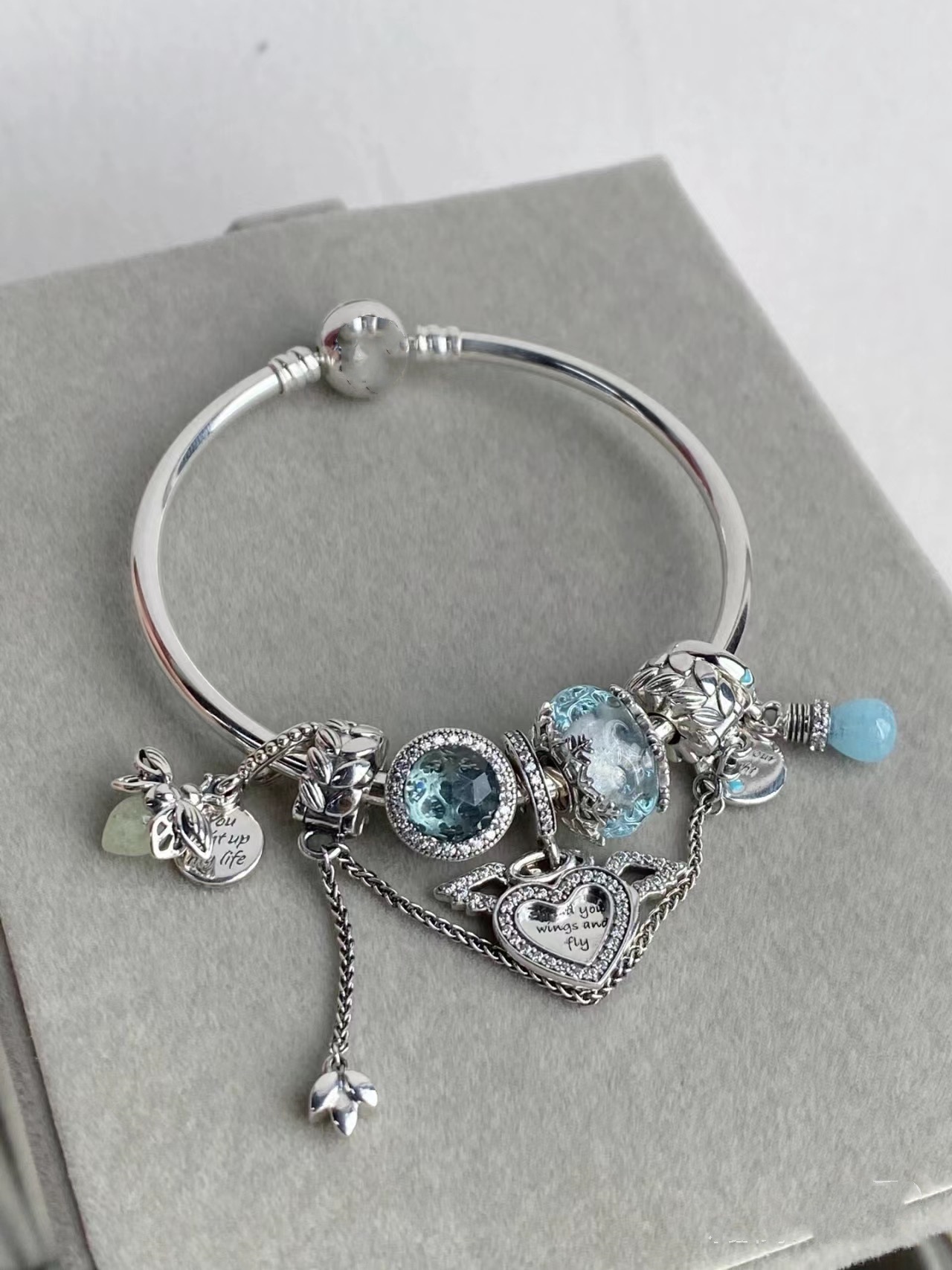 pan luxuryreplica Bracelet S925 Sterling Silver Blue Series Stars Fairy Tale Bracelet Shining Galaxy Bracelet DIY loose beads Beaded