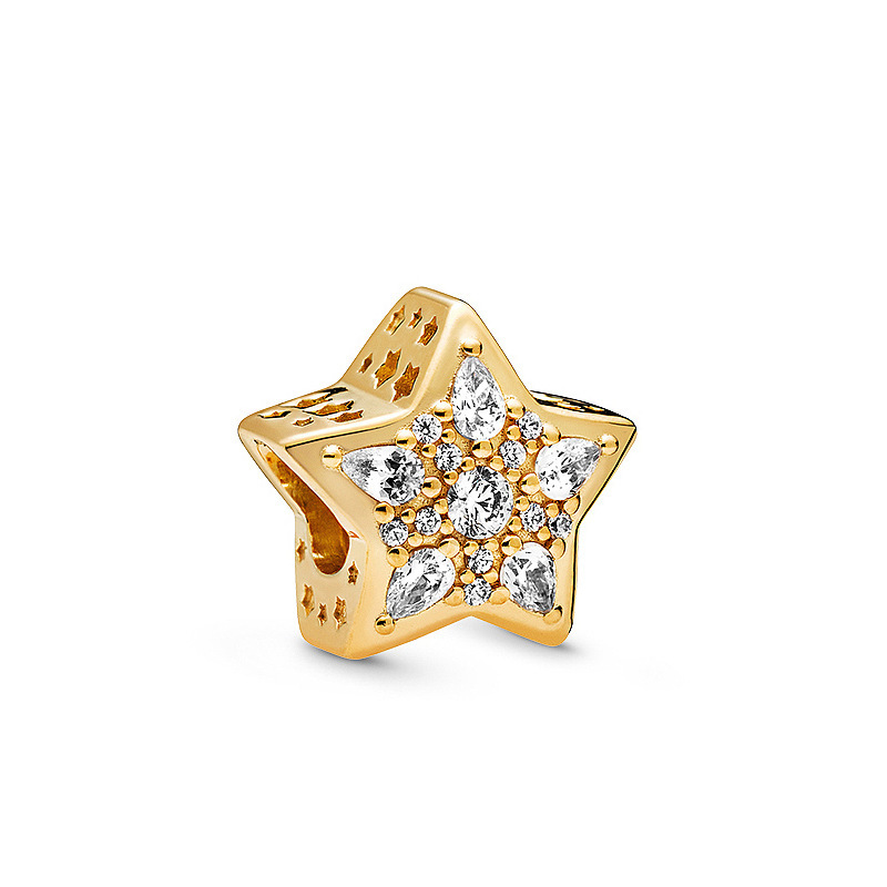 925 Sterling Silver pan luxuryreplica Gold Beads Glass Beads Bear Fixed Buckle Crown Beaded DIY Accessories Pendant