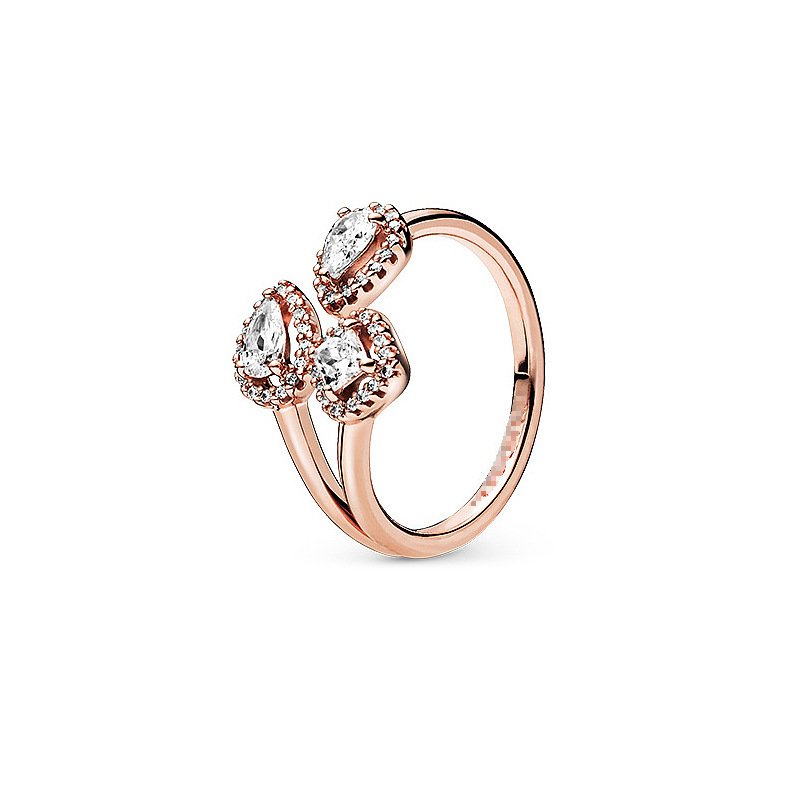 pan luxuryreplica Rose Gold Peach Blossom Pale Open Style Couple Pair Ring with Ring Women