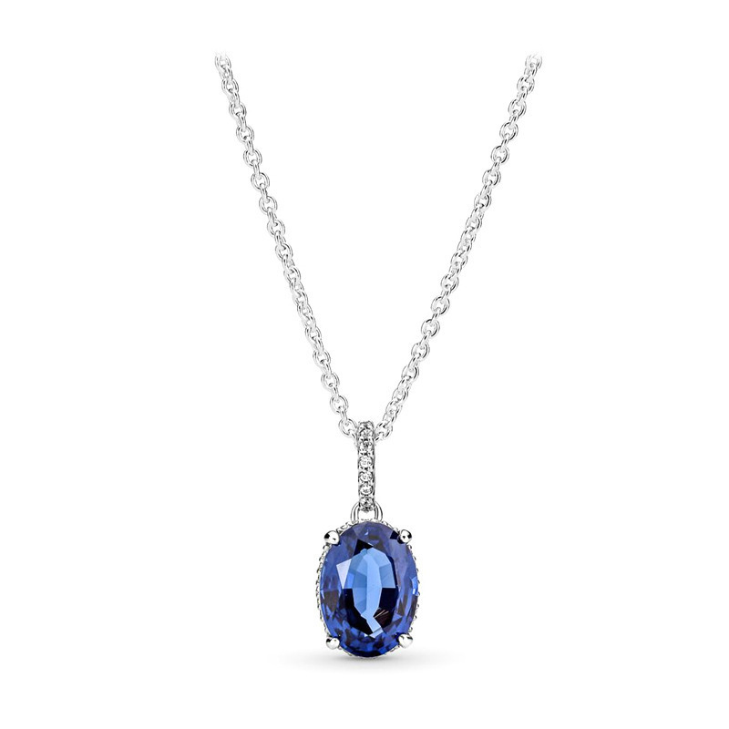 925 sterling silver pan  luxuryreplica necklace Year of the Tiger new blue gemstone necklace clavicle chain women