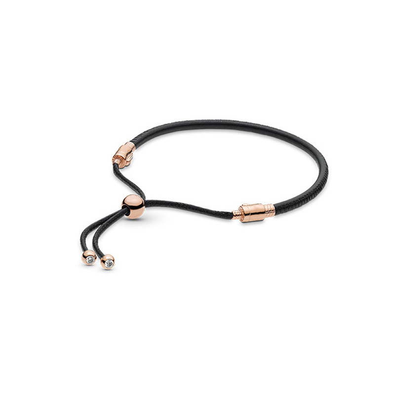 Factory direct pan luxuryreplica 925 sterling silver black pink love bracelet rope to send girlfriend DIY basic bracelet