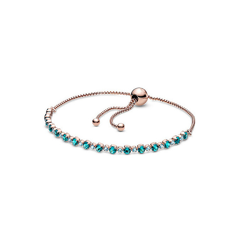 pan luxuryreplica 925 Sterling Silver Shining White Diamond Pink Diamond Adjustable Temperament Bracelet DIY Base