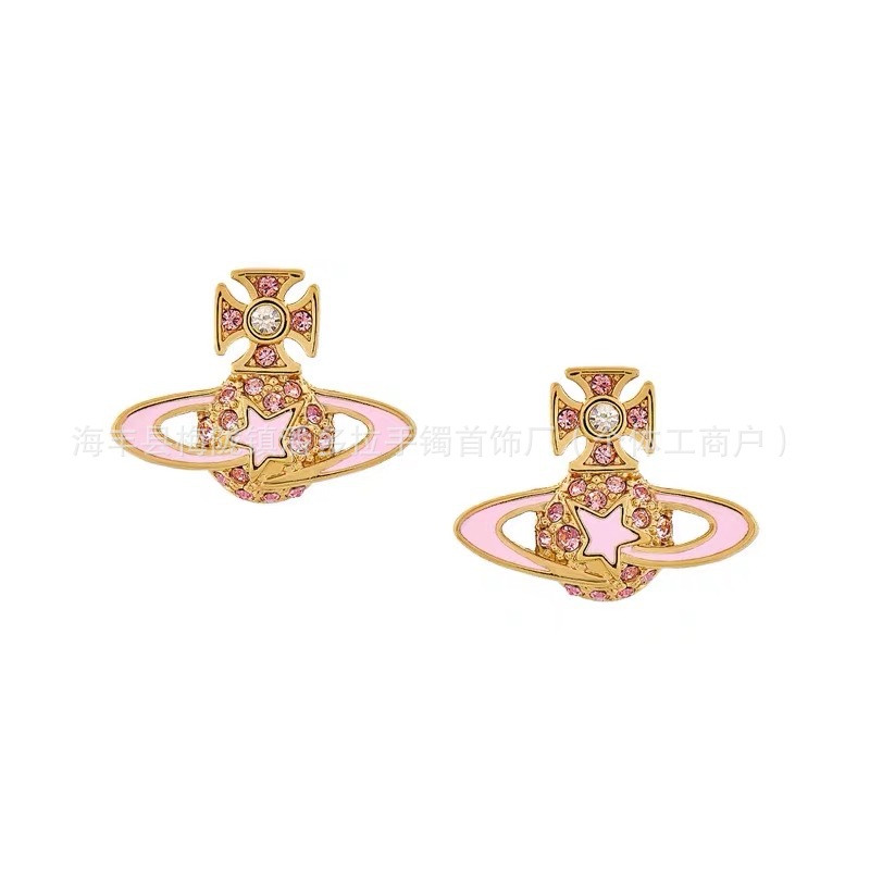 High Version Queen Mother's Five-pointed Star Saturn Pearl Necklace vivi  luxuryreplica Meteor Full Diamond Bracelet Earrings Earrings