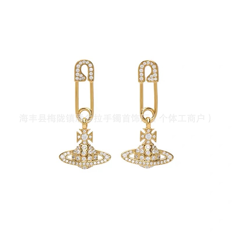 Correct version of Empress Dowager Earrings Female Vivian Saturn Pin Earrings 925 Sterling Silver Earrings High Version