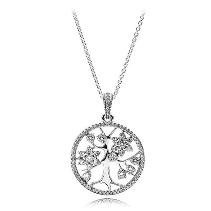 pan luxuryreplica Love Double Ring Necklace 925 Sterling Silver Finished Necklace Women's Clavicle Chain