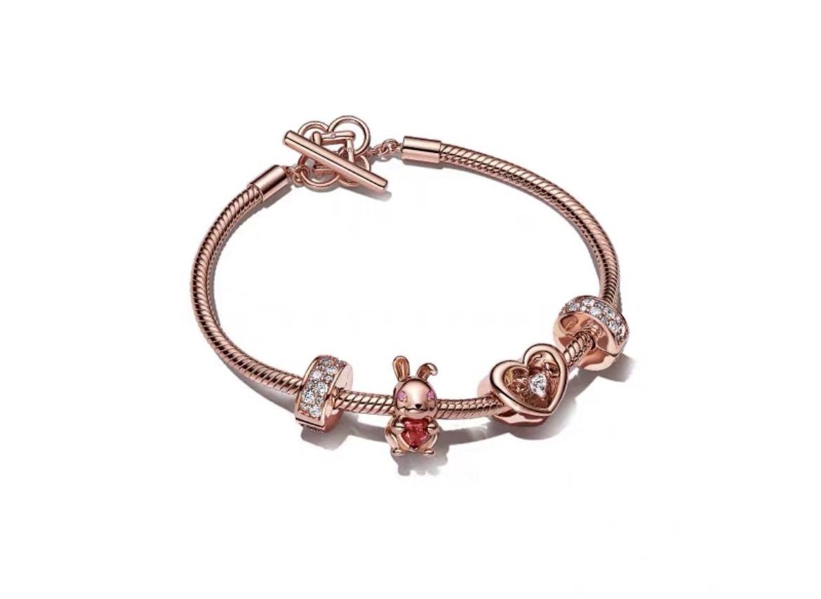High Version pan luxuryreplica S925 Silver Rose Gold Love Interwoven Innocence Love Bracelet suit Fashion Bracelet for Women