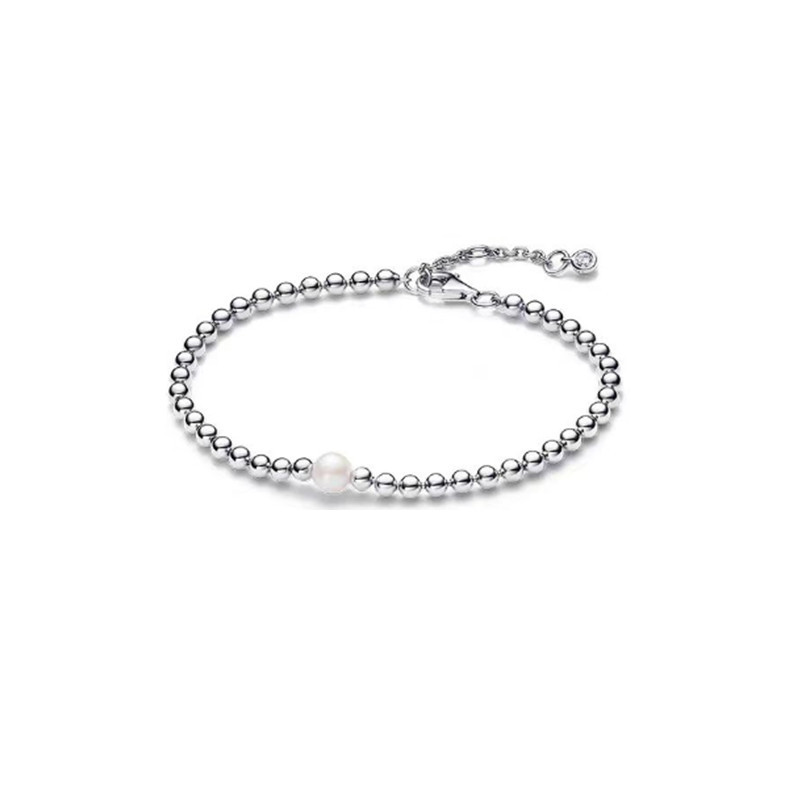 pan luxuryreplica Bracelet 925 Sterling Silver Shining Tennis Bracelet Pearl Bead Bracelet Female Niche Design