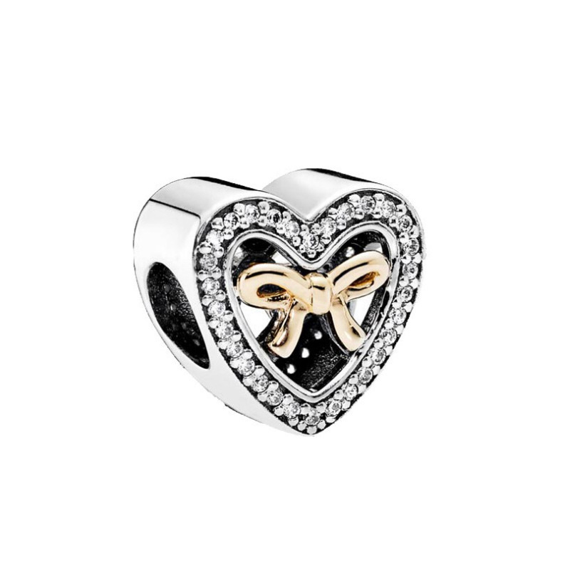 Factory direct pan luxuryreplica 925 silver love shape bow wings hanging beads DIY accessories beads
