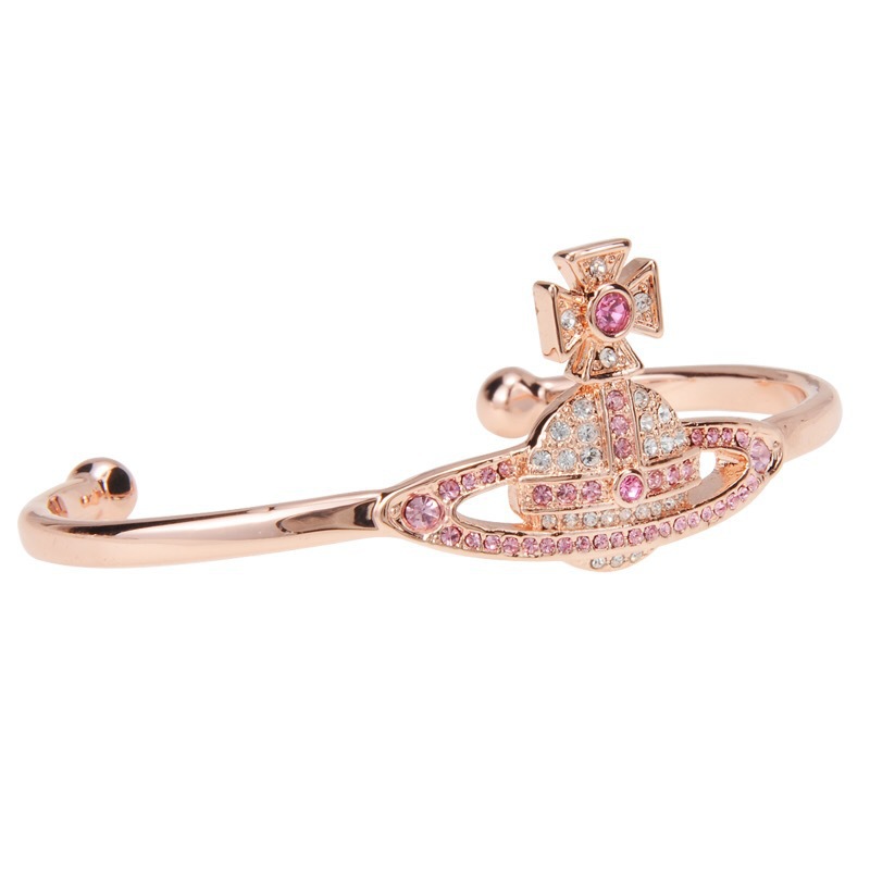 High Version Queen Mother vivi  luxuryreplica Vivian Full Diamond Temperament Personality Large Saturn Open Bracelet Bracelet