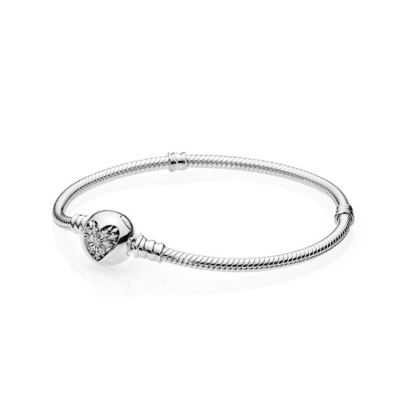 pan luxuryreplica 925 sterling silver round head pavé five-pointed star snake bone bracelet DIY basic bracelet women